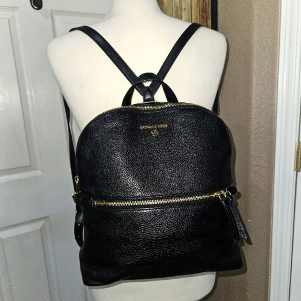 Michael Kors Dallas Black Pebble Leather Backpack
